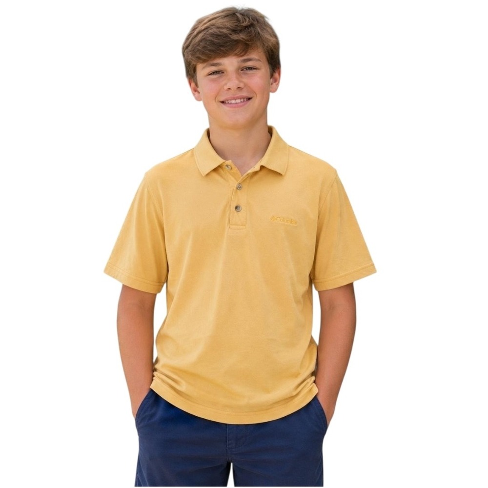 Columbia Bonehead II Boys Polo Shirt Sz Medium Orange Preppy Golf Casual NWT
